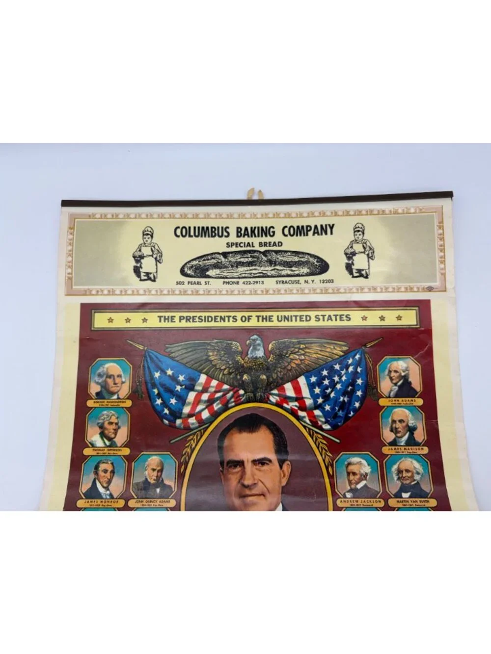 1973 Presidents United States Wall Calendar Nixon Columbus Baking Syracuse NY